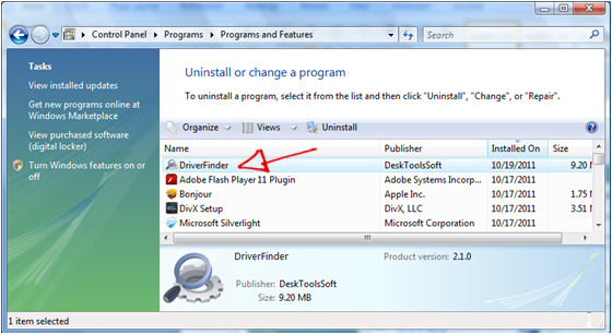 Start DriverFinder Uninstall
